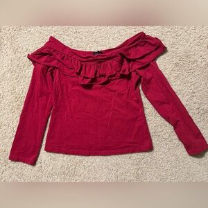 Lumiere Red Ruffled Long Sleeve Blouse